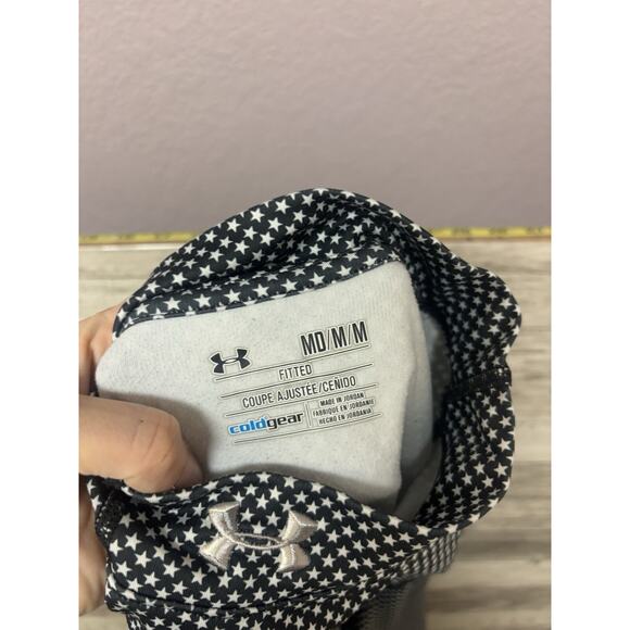 Under Armour Womens Shirt Size Medium Cold Gear Mock Long Sleeve Black Stars Top - Picture 5 of 15